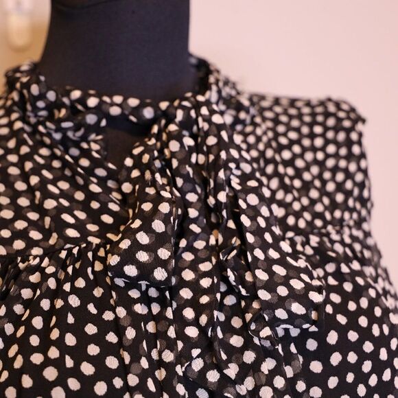Kate Spade Polka Dot Tie Neck Blouse Sz S - Picture 5 of 8